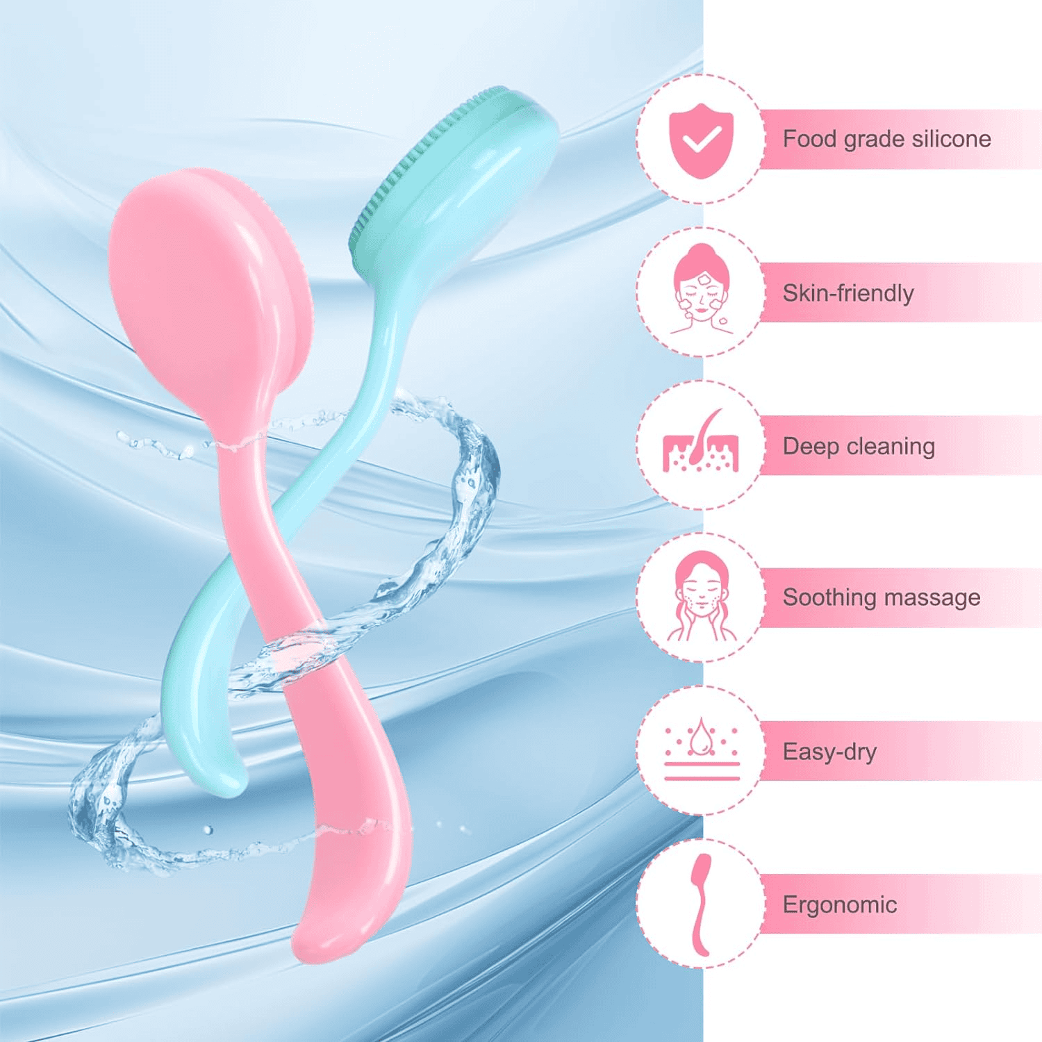 Silicon Facial Cleansing Brush, Soft Face Massage Wash Brush, Exfoliator Face Wash Scrub Cleanser Silicon Facial Cleansing Brush, Soft Face Massage Wash Brush, Exfoliator Face Wash Scrub Cleanser
